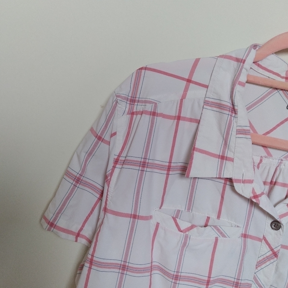 Cabela's Short Sleeve Red and White Plaid Button Down Shirt Size XL - Picture 4 of 9